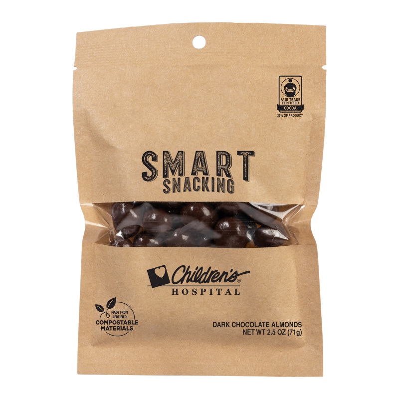 FairTrade Dark Chocolate Almonds in Compostable Kraft Pouch