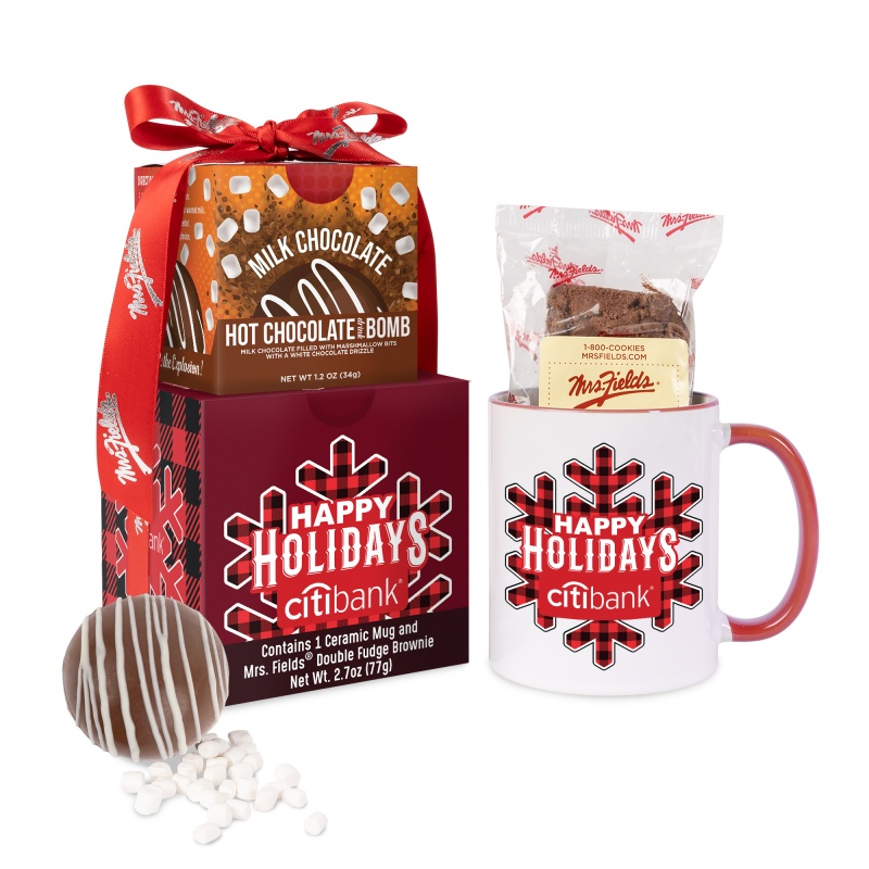 Mrs. Fields Mug, Brownie, Hot Chocolate Bomb Gift Set