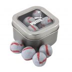 Window Tin with Chocolate Baseballs