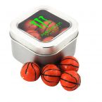 Window Tin with Chocolate Basketballs