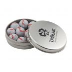 Round Tin with Chocolate Baseballs