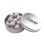 Round Tin with Chocolate Baseballs