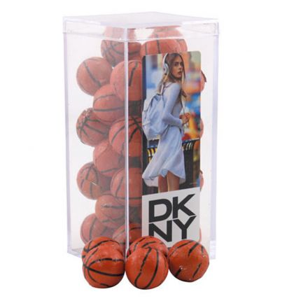 Large Acrylic Box with Chocolate Basketballs